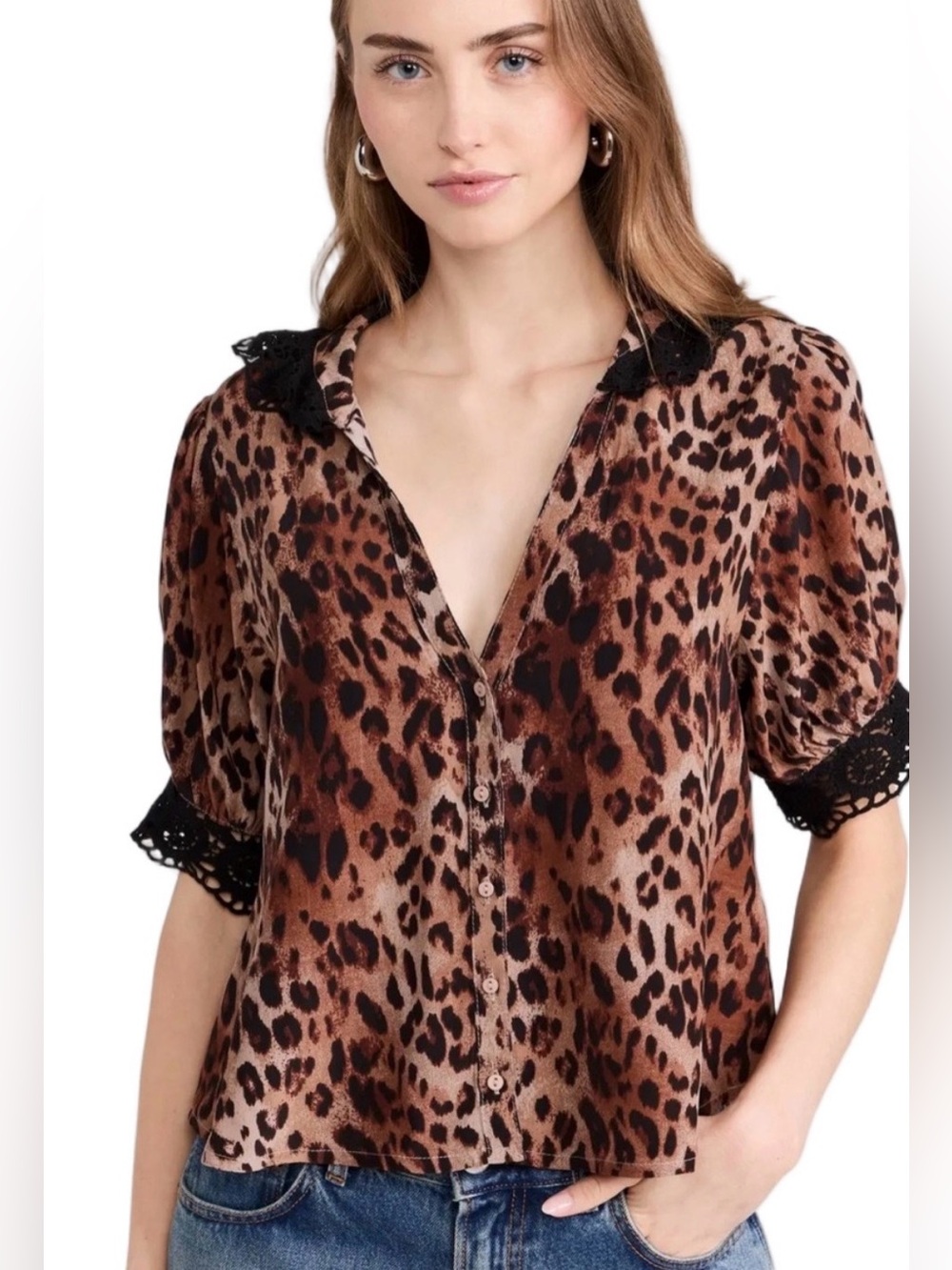 Free People My Love leopard print  Blouse STILL IN STORES